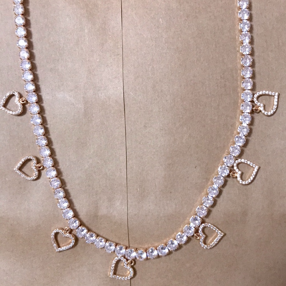 Charming Heart Wedding Jewelry Tennis Necklace NWOT